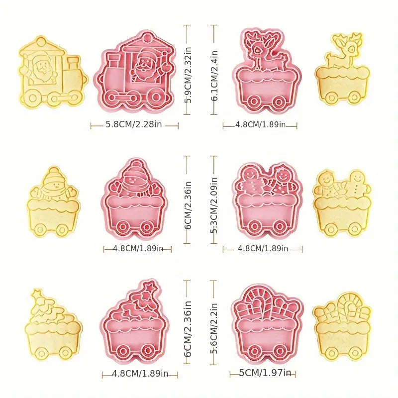 Set 3D Cortadores y Sellos "6 Vagones del Tren Navideño"