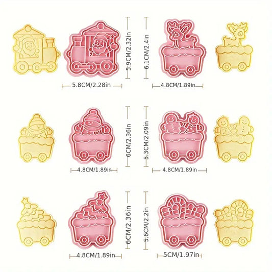 Set 3D Cortadores y Sellos "6 Vagones del Tren Navideño"