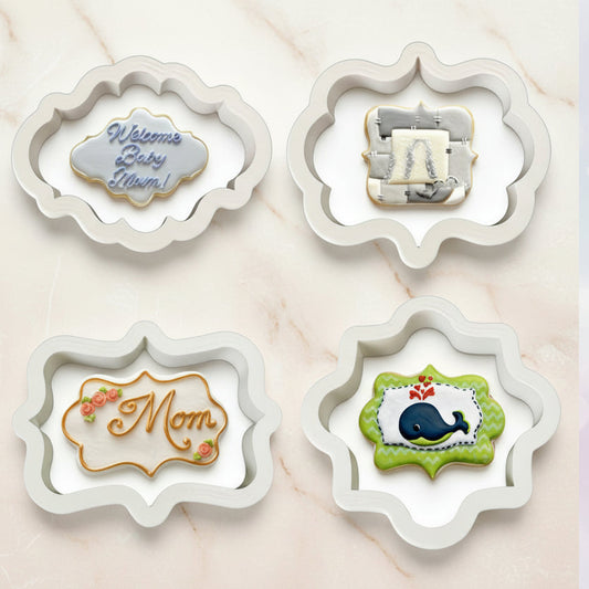 Set de 4 cortadores tipo placa decorativa estilo vintage para repostería