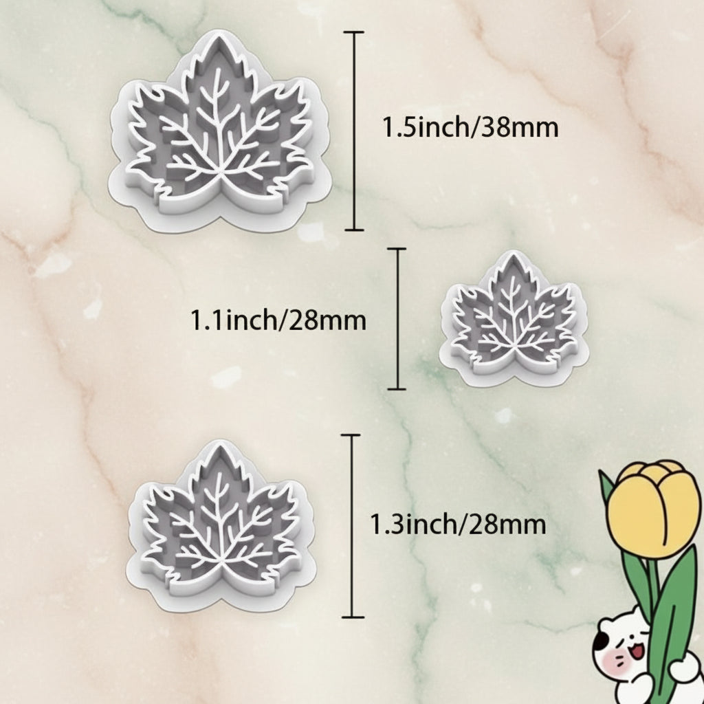 Cortadores hoja de arce 2 y 2.5 cm en plástico grado alimenticio - Repostería decorada