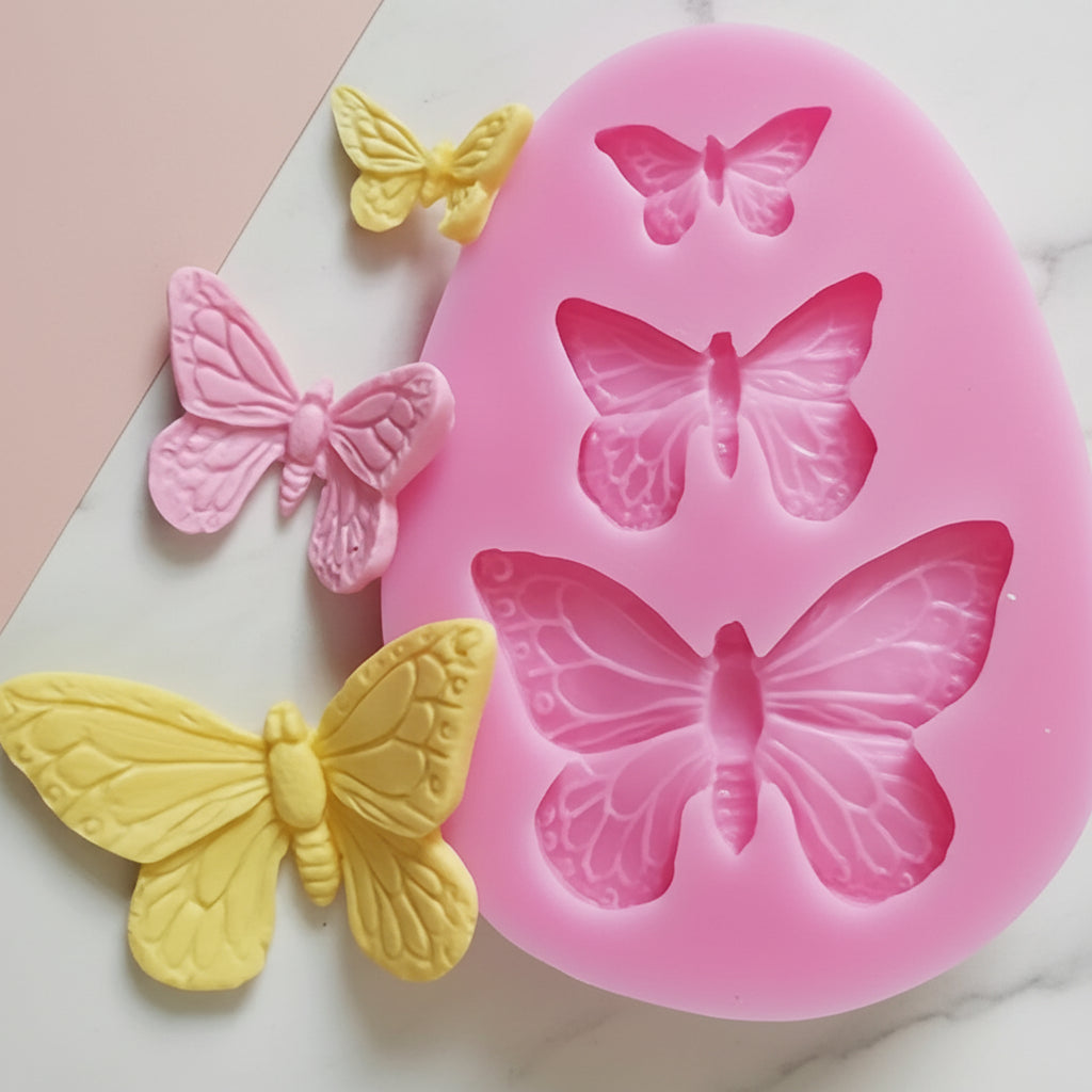 Molde de Silicona Mariposas de Jardín - 3 Tamaños Escalados