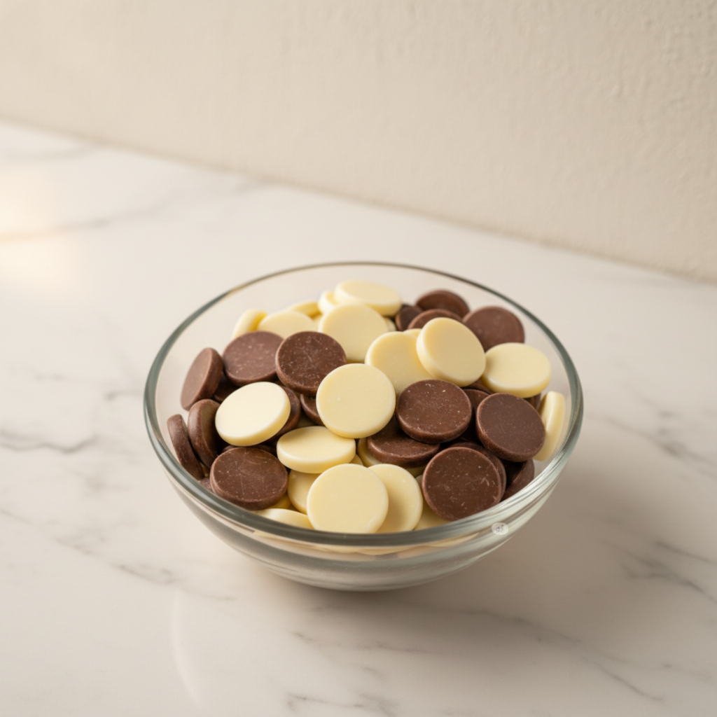 "Chocolate blanco en monedas para derretir y templar - Cobertura de repostería"