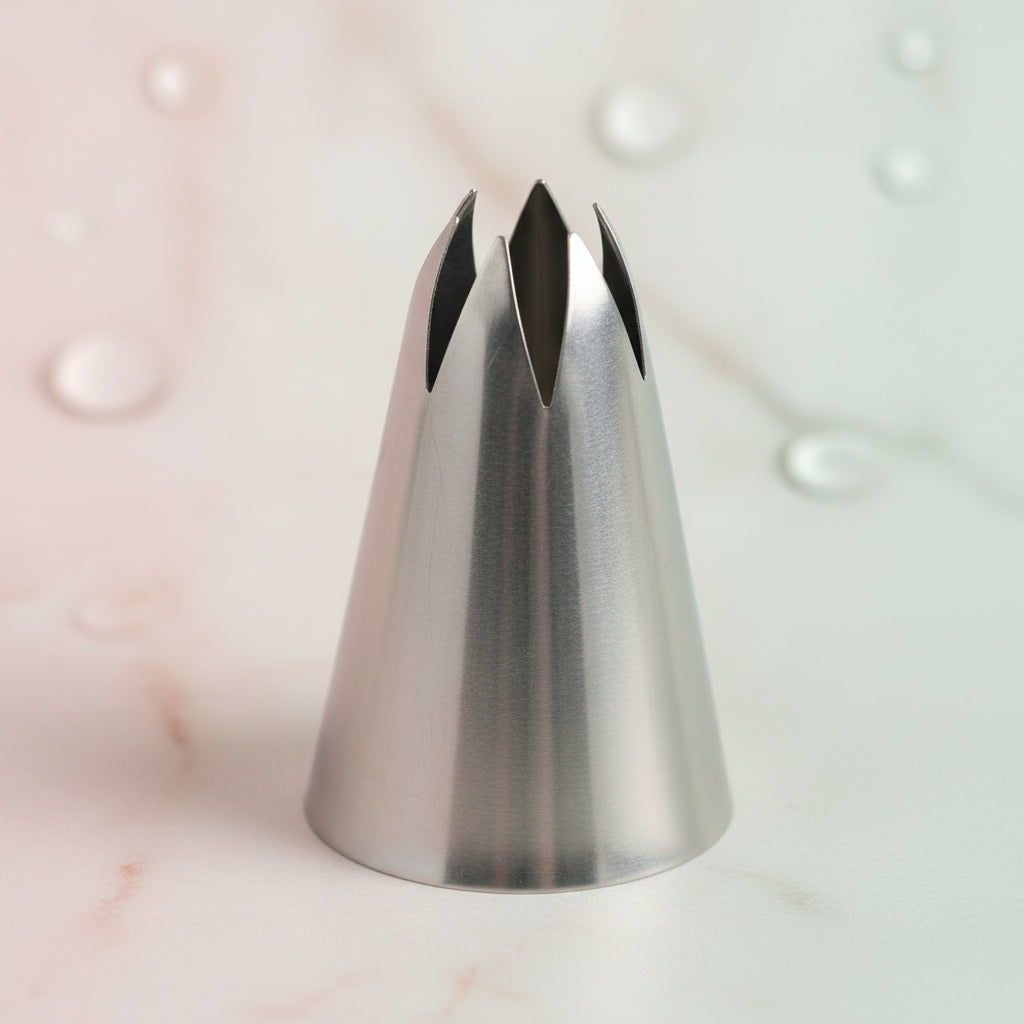 Boquilla de acero inoxidable 1M de estrella abierta para decoración de cupcakes y rosas de crema - Vallia Repostería"