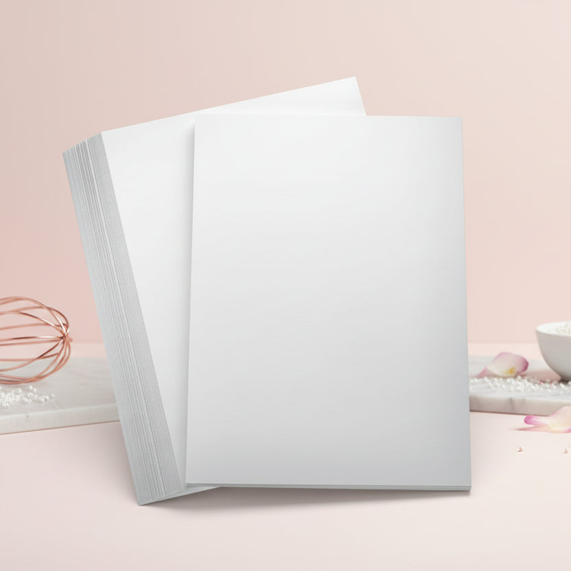 "Resma de 25 hojas de papel de azúcar comestible tamaño carta para impresiones de alta resolución - Vallia Repostería"
