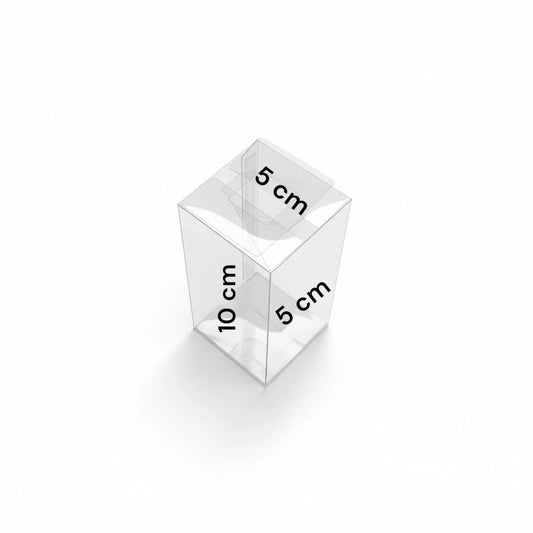 Caja de acetato transparente 5x5x10 cm para mini tortas y dulces