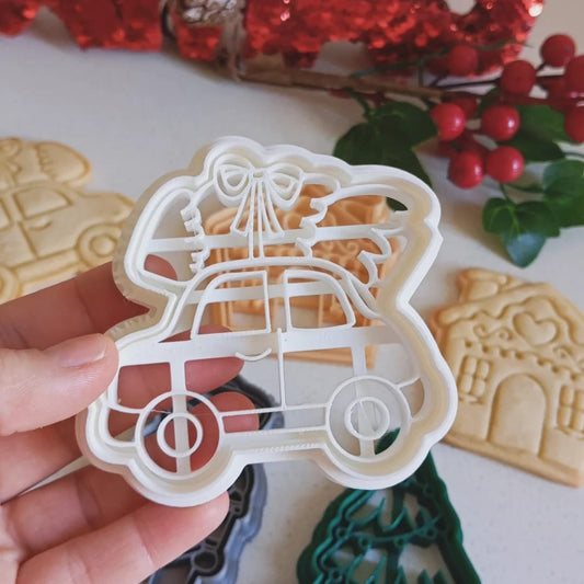 Cortador y Sello Figuras Navideñas Carro