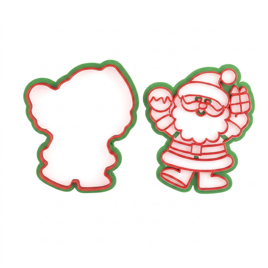 Cortador de galletas Vallia Repostería con forma de Santa Claus para repostería navideña con borde verde y blanco