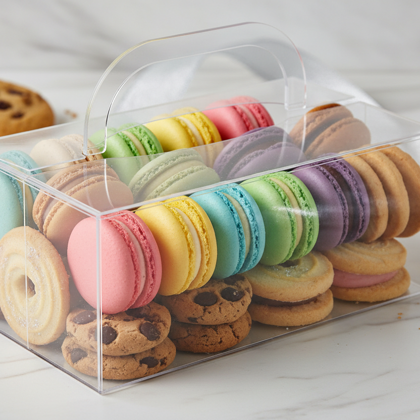 Detalle de lonchera de acetato con asa