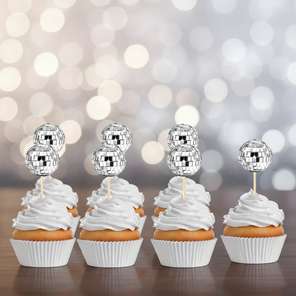Topper de Esfera de Discoteca Espejada para Tortas - Tamaños de 1 a 4 cm