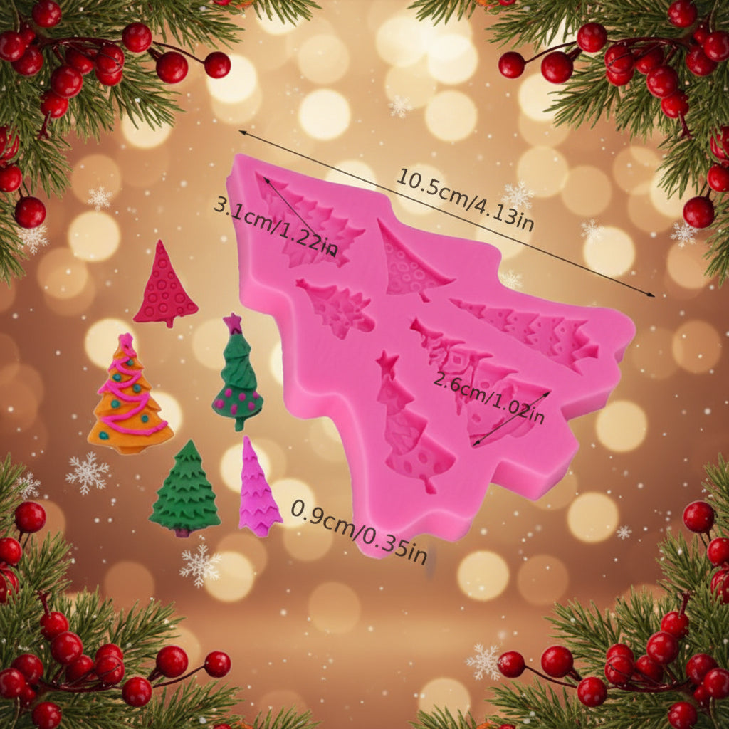 Molde de Silicona Pinos de Navidad Surtidos 3D para Fondant y Chocolate