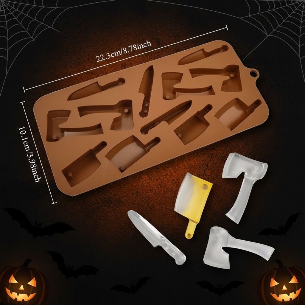 Molde de Silicona Halloween Herramientas de Terror (Cuchillos, Hachas y Machetes)