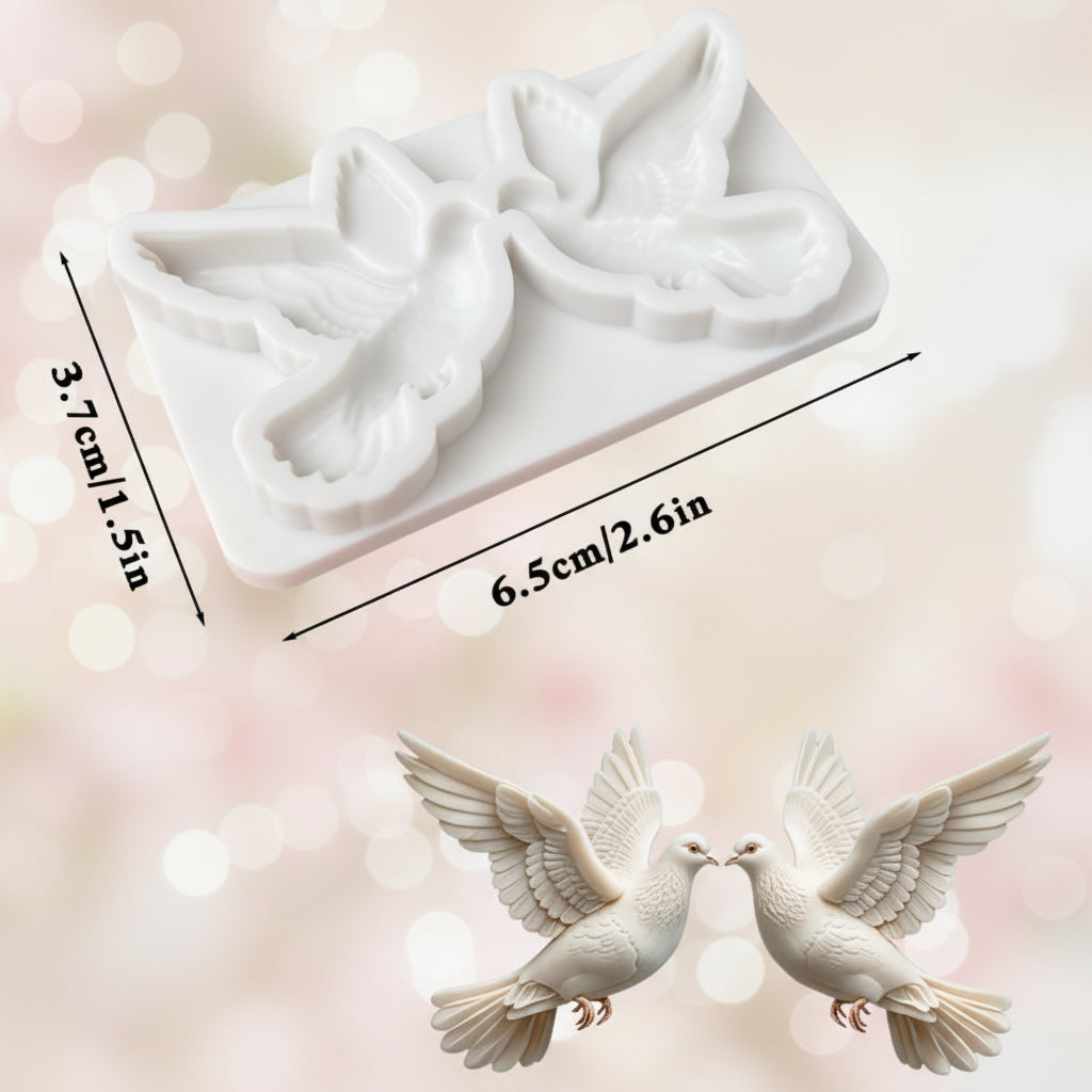 Molde de Silicona Pareja de Palomas de la Paz 3D para Fondant y Chocolate