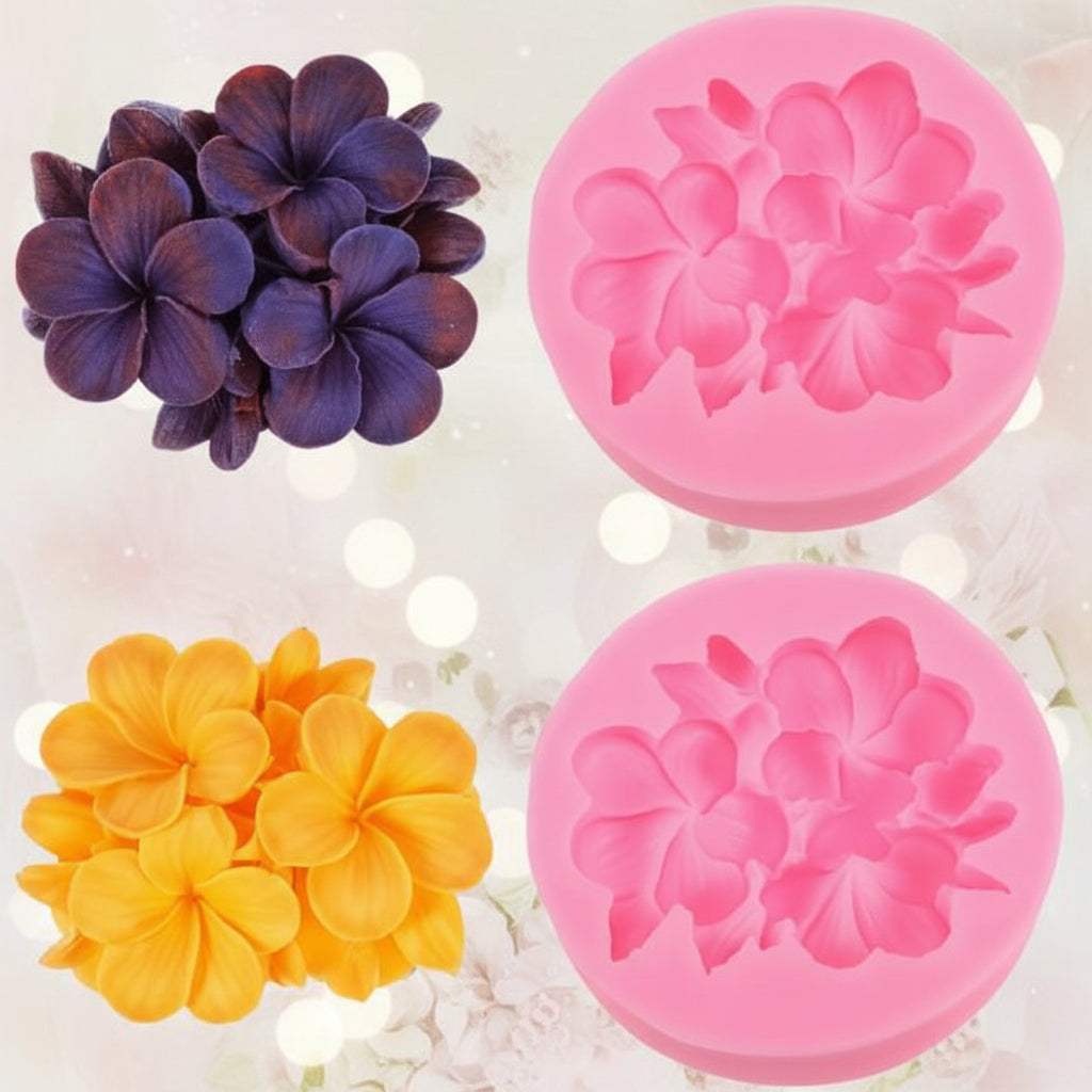 Molde de Silicona Bouquet de Flores Plumeria (Frangipani) 3D para Fondant y Chocolate