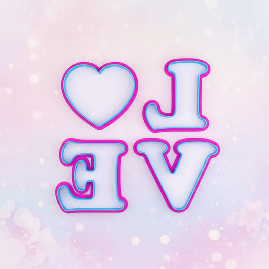 Set Cortadores de Letras LOVE con Corazón para Galletas y Fondant (Set x 4 Pzas | 4, 8 y 10 cm)