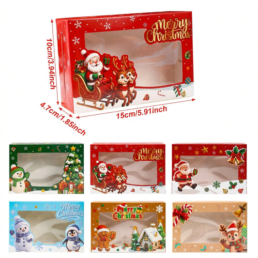 Set de cajas de regalo navideñas Vallia Repostería con ventana transparente y diseños festivos para dulces y galletas