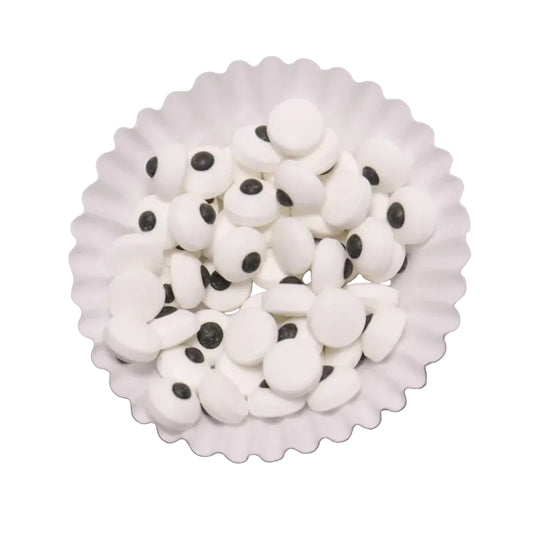 Grageas de azúcar Vallia Repostería con forma de ojos blancos y pupilas negras para decoración de postres de Halloween