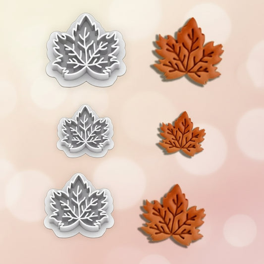 Set de 3 cortadores de hoja de otoño y arce para fondant y galletas - Vallia Repostería