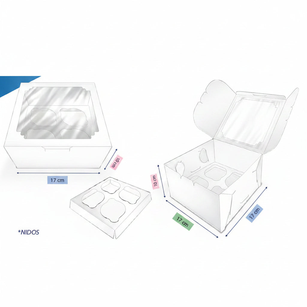 Cajas para Cupcakes con Ventana - 5 Tamaños Disponibles