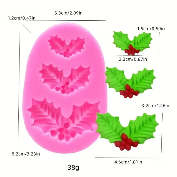 Molde de Silicona Hojas de Navidad