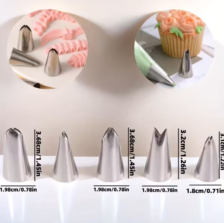 "Boquilla para decoración de tortas con efecto de hojas y volantes - 5 modelos disponibles"