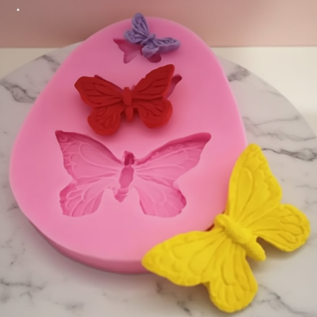 Molde de Silicona Mariposas de Jardín - 3 Tamaños Escalados