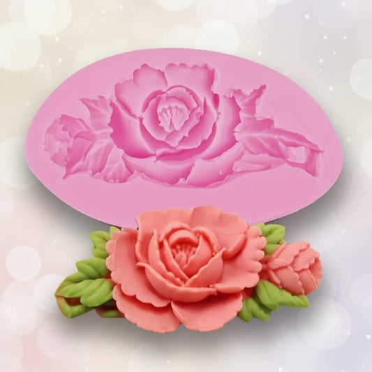 "Molde de silicona rosa eterna de gran detalle para fondant y chocolate - Vallia Repostería"