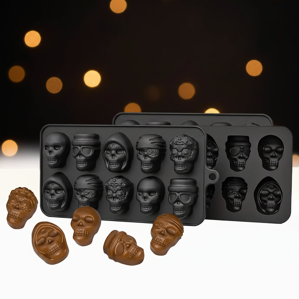 Molde de silicona para bombones de Halloween - diseños terroríficos para chocolates y dulces - Vallia Repostería