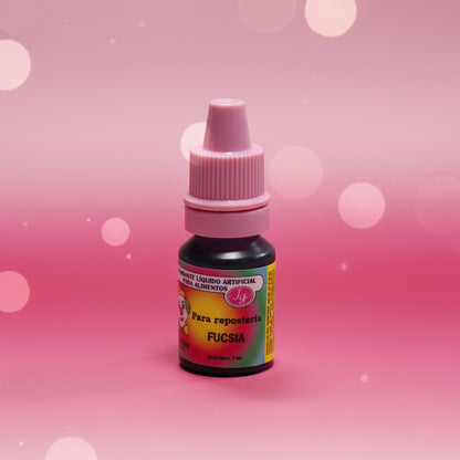 Colorante líquido hidrosoluble Colorisa color fucsia en frasco gotero 7 ml – colorante comestible para repostería - Vallia Reposteria