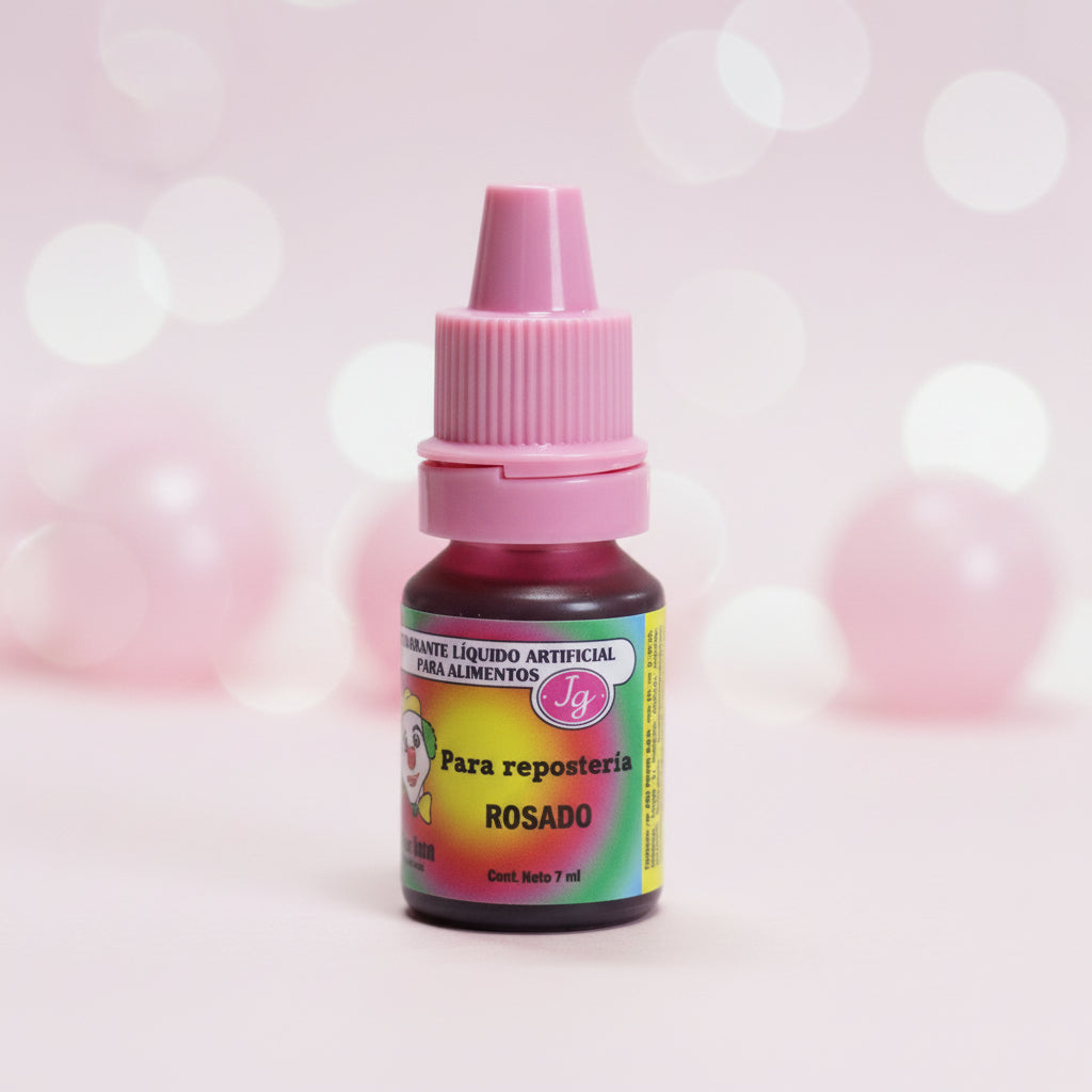 Colorante líquido hidrosoluble Colorisa color rosado en frasco gotero 7 ml – colorante para tortas y cupcakes - Vallia Reposteria