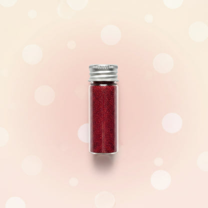 Escarcha comestible glitter color rojo en frasco de vidrio 10 gr – glitter comestible para tortas y repostería - Vallia Reposteria