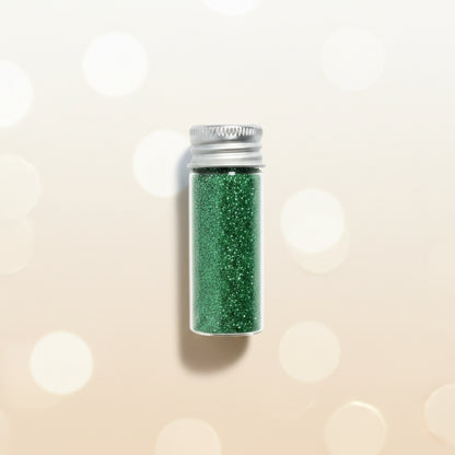 Escarcha comestible glitter color verde en frasco de vidrio 10 gr – glitter comestible para repostería y chocolatería - Vallia Reposteria