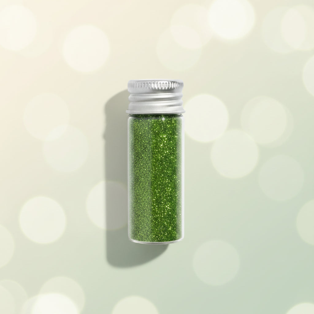 Escarcha comestible glitter verde limón en frasco de vidrio 10 gr – glitter para decoración de tortas y galletas - Vallia Reposteria