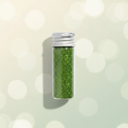 Escarcha comestible glitter verde limón en frasco de vidrio 10 gr – glitter para decoración de tortas y galletas - Vallia Reposteria