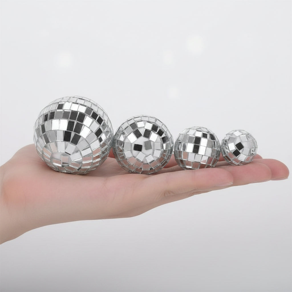 Topper de Esfera de Discoteca Espejada para Tortas - Tamaños de 1 a 4 cm