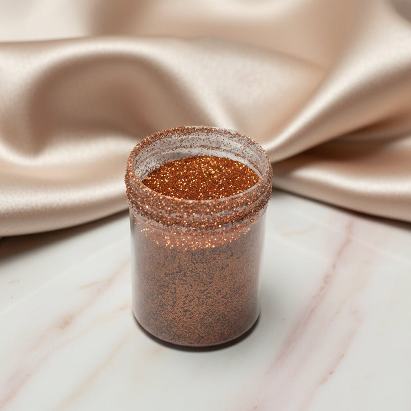 "Escarcha comestible cobriza 20g y 1lb - Diamantina brillante color cobre metálico"
