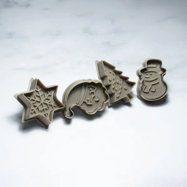 Set de 4 Cortadores con Expulsor Figuras Navideñas