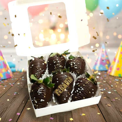 Fresas Achocolatadas Personalizadas para Eventos (Chocolate Blanco o Semiamargo