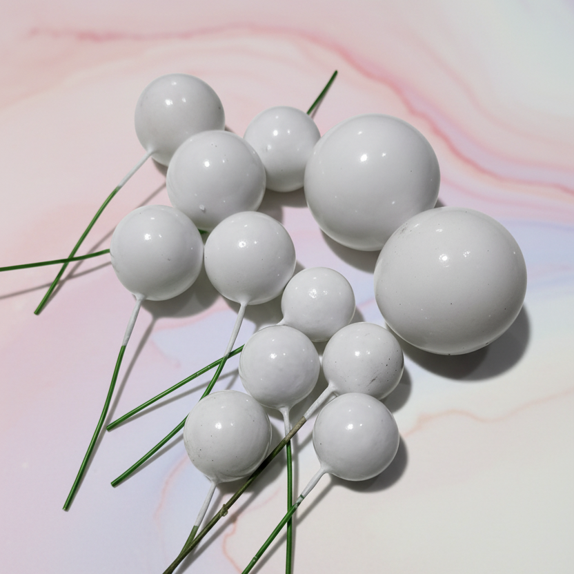 "Mini globos decorativos blancos para tortas - Kit 12 unidades Vallia"