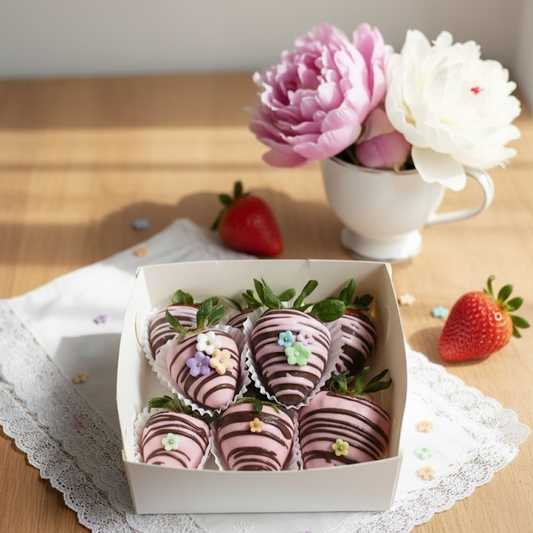 Fresas Achocolatadas Personalizadas para Eventos (Chocolate Blanco o Semiamargo