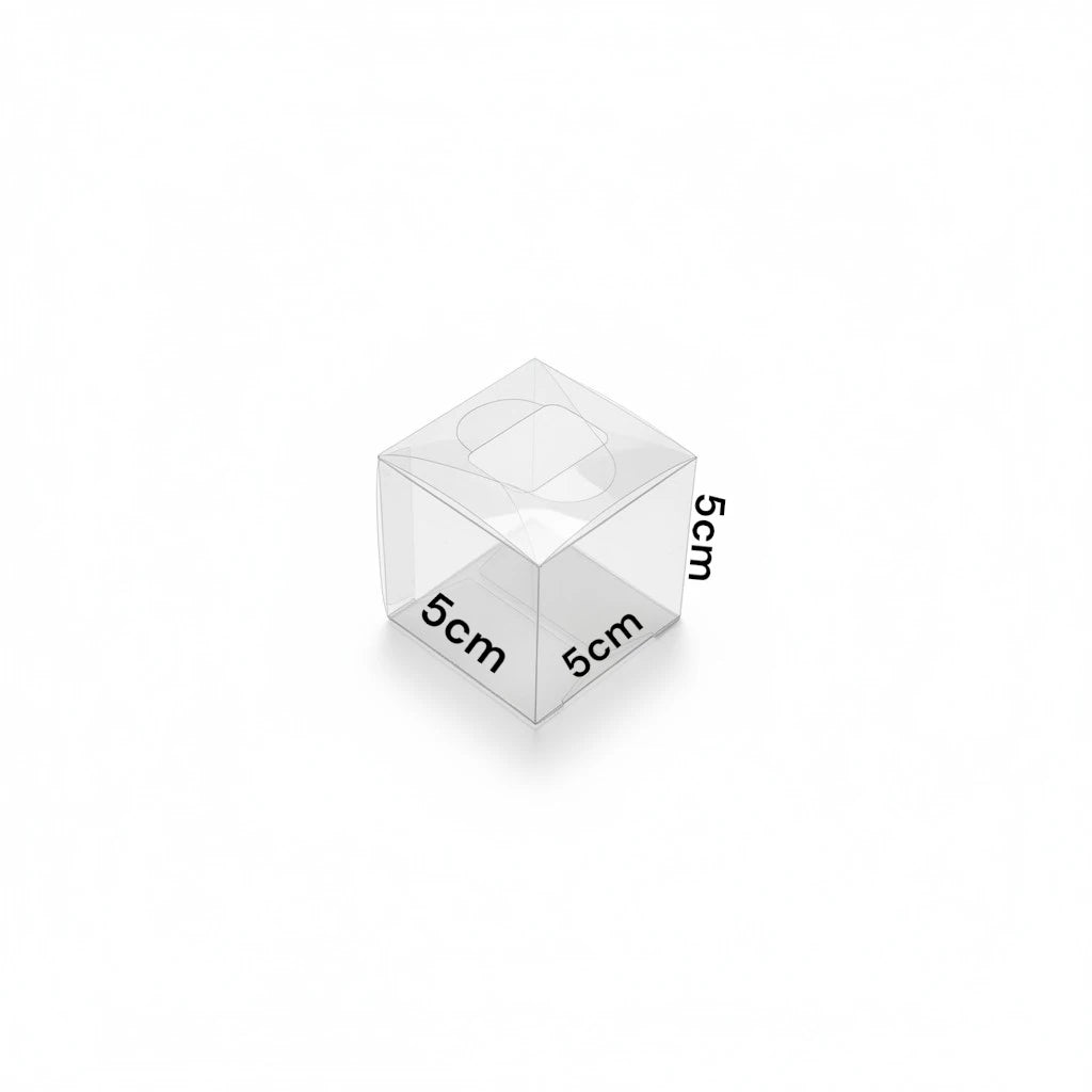 Caja de acetato transparente 5x5x5 cm para postres y bombones