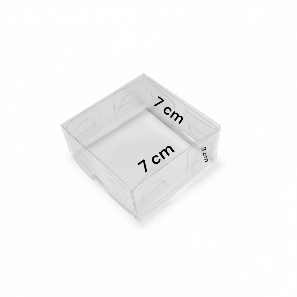 Caja de acetato transparente 7x7x3 cm para macarons y bombones