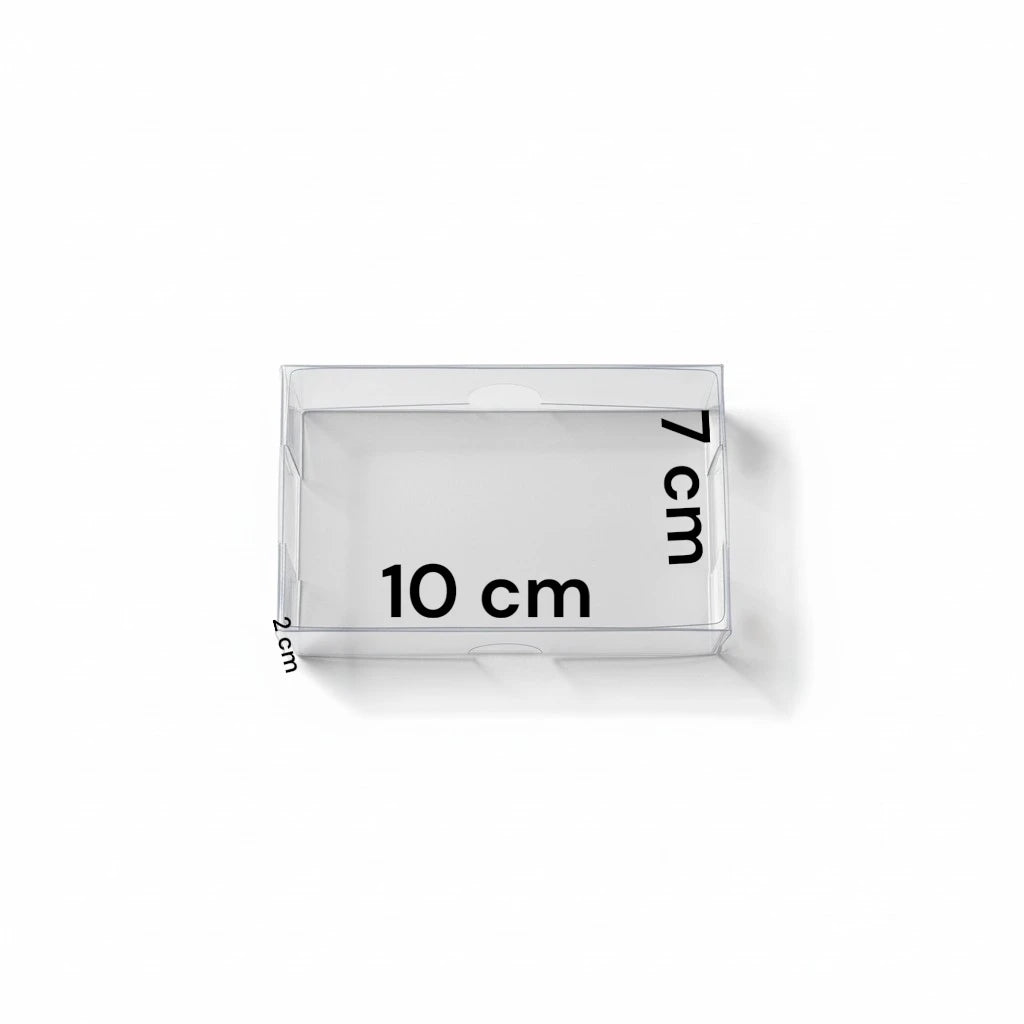 Caja de acetato transparente 10x7x2 cm para empaque plano de dulces