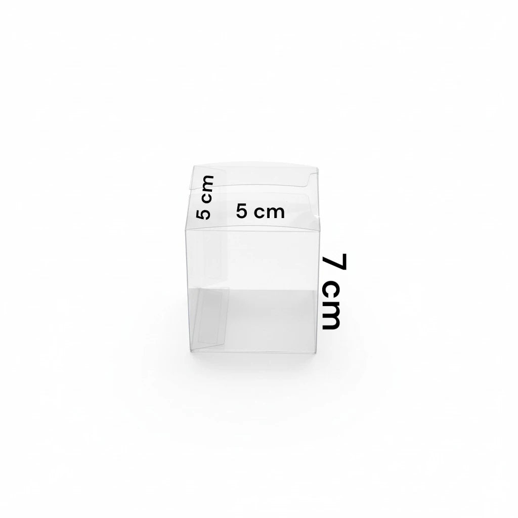 Caja de acetato transparente 5x5x7 cm para repostería fina
