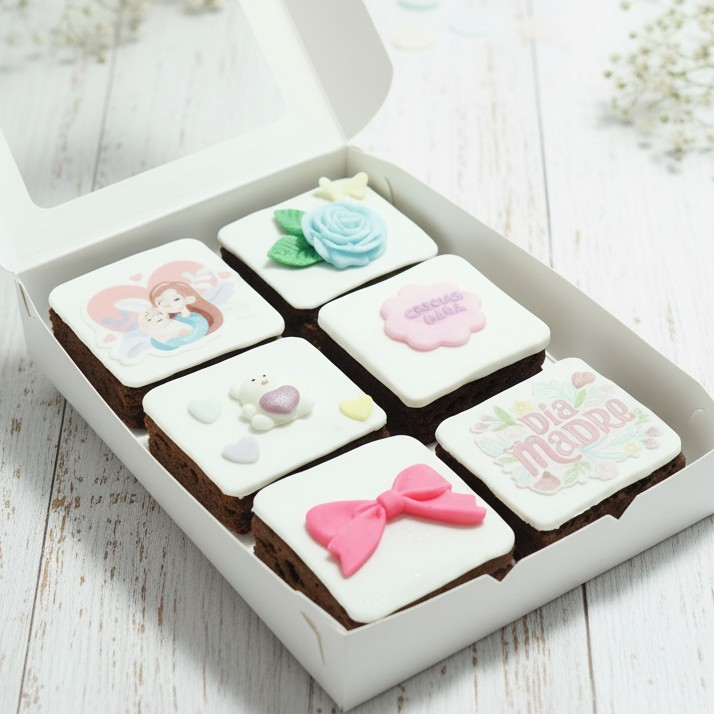Box 6 Razones para Sonreír - 6 brownies 5x5cm Día de la Madre 2026 Bogotá