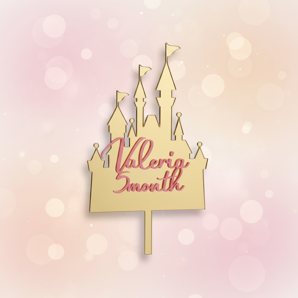 Topper de acrílico personalizado dorado espejo para torta de cumpleaños – Vallia Repostería