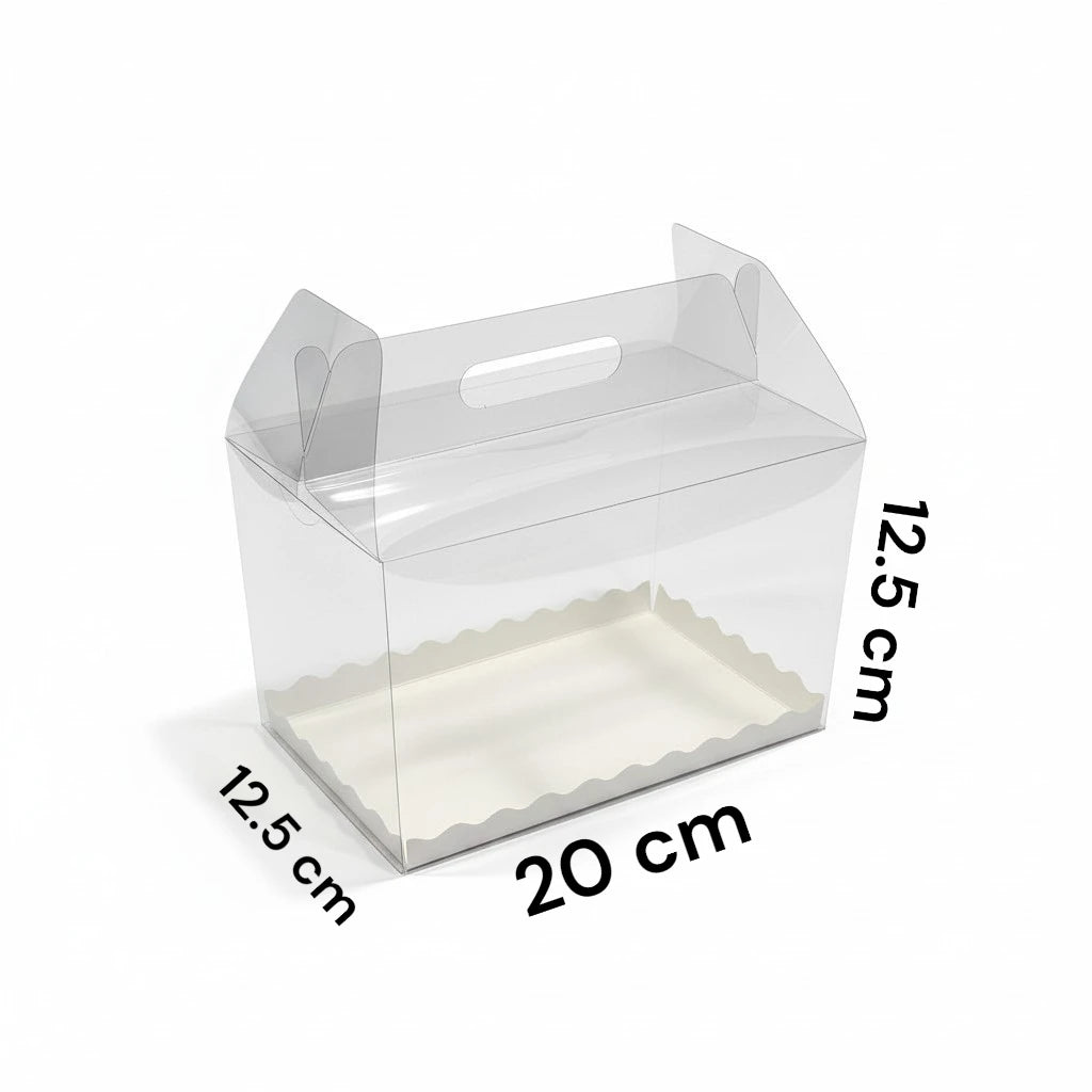 Lonchera acetato transparente 20x12.5x12.5 cm para mini tortas y postres