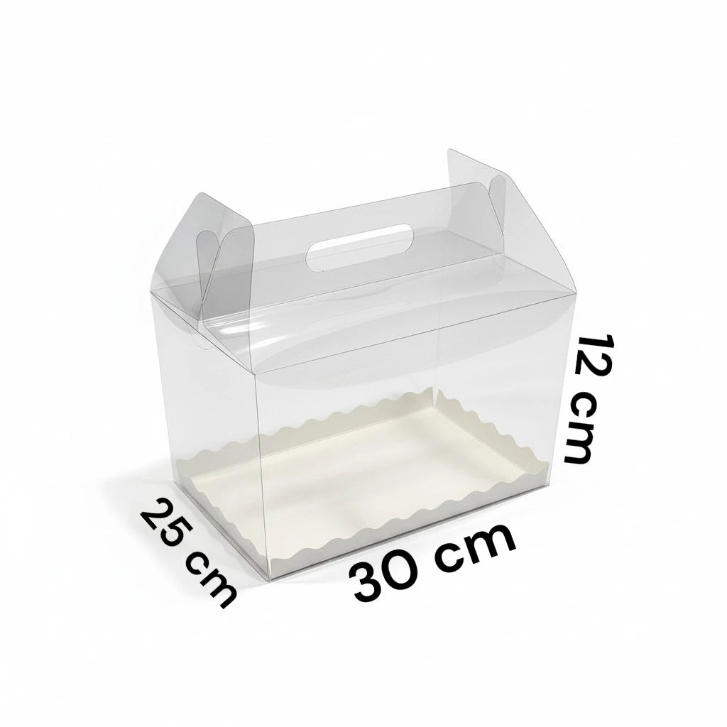 Lonchera acetato grande 30x25x12 cm para docenas de cupcakes