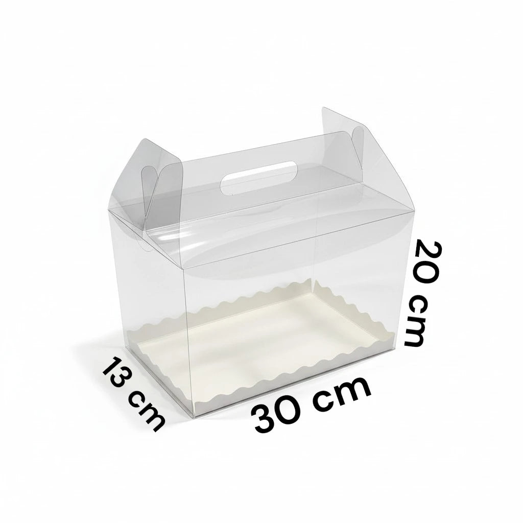 Lonchera acetato rectangular 30x13x20 cm para tortas medianas