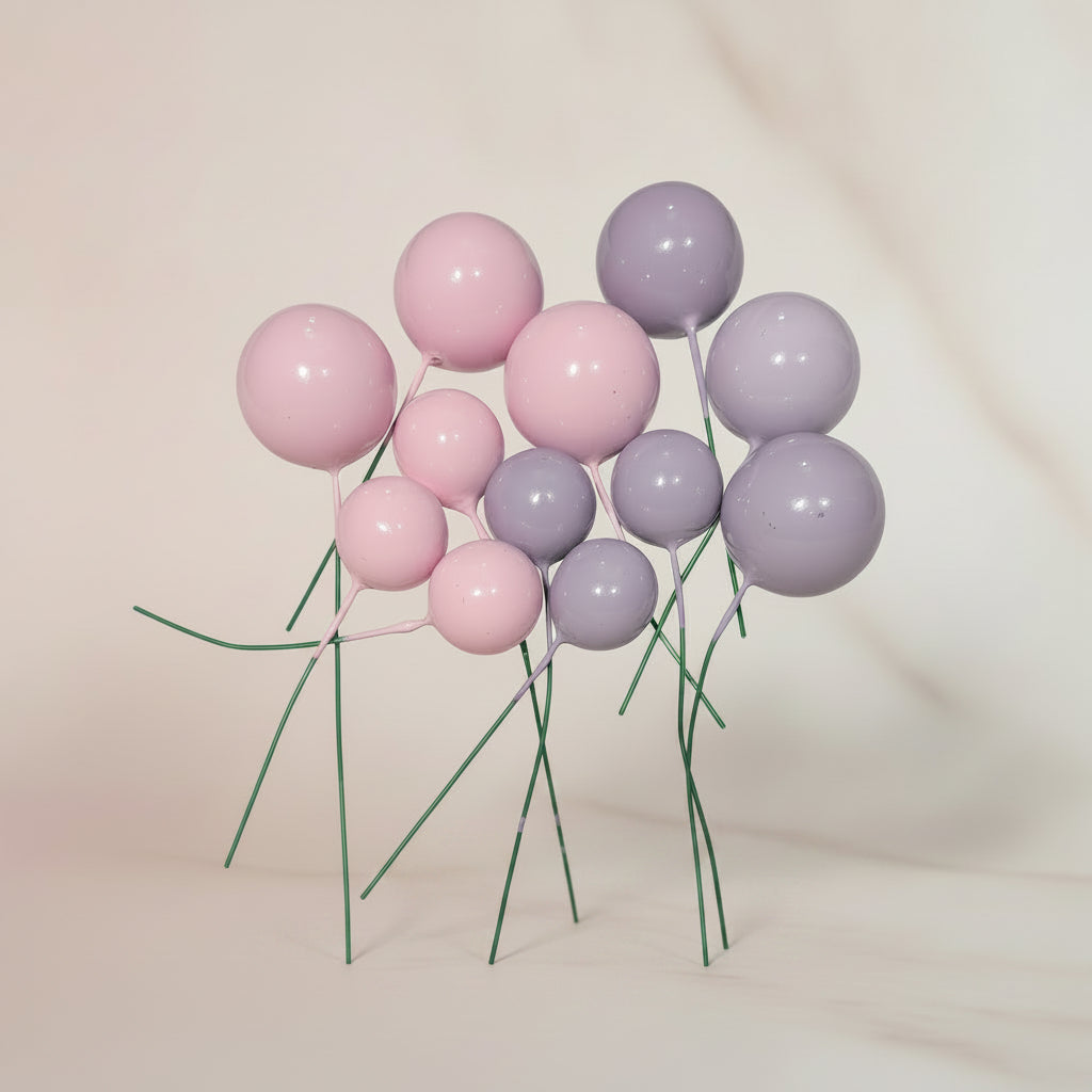 Mini globos decorativos mix rosado y lila para tortas - Kit 50 unidades Vallia
