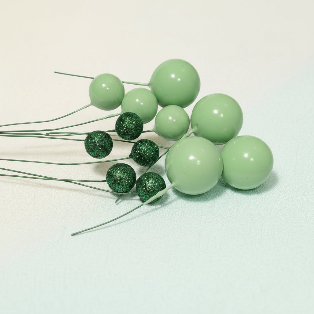 Mini globos decorativos verdes para decoración de tortas - Vallia Repostería